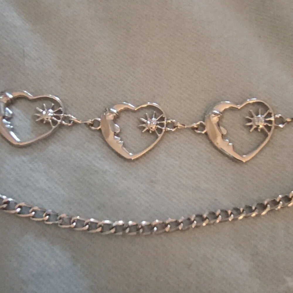 Silver Tone Metal Heart Chain w/ Lobster Clasps , Gothic Pocket Chain Accessory